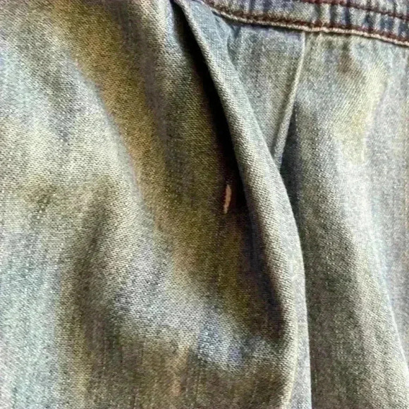 Free People Denim Chambray and Plaid Size XS Button Up Long Sleeve Shirt - Picture 9 of 9